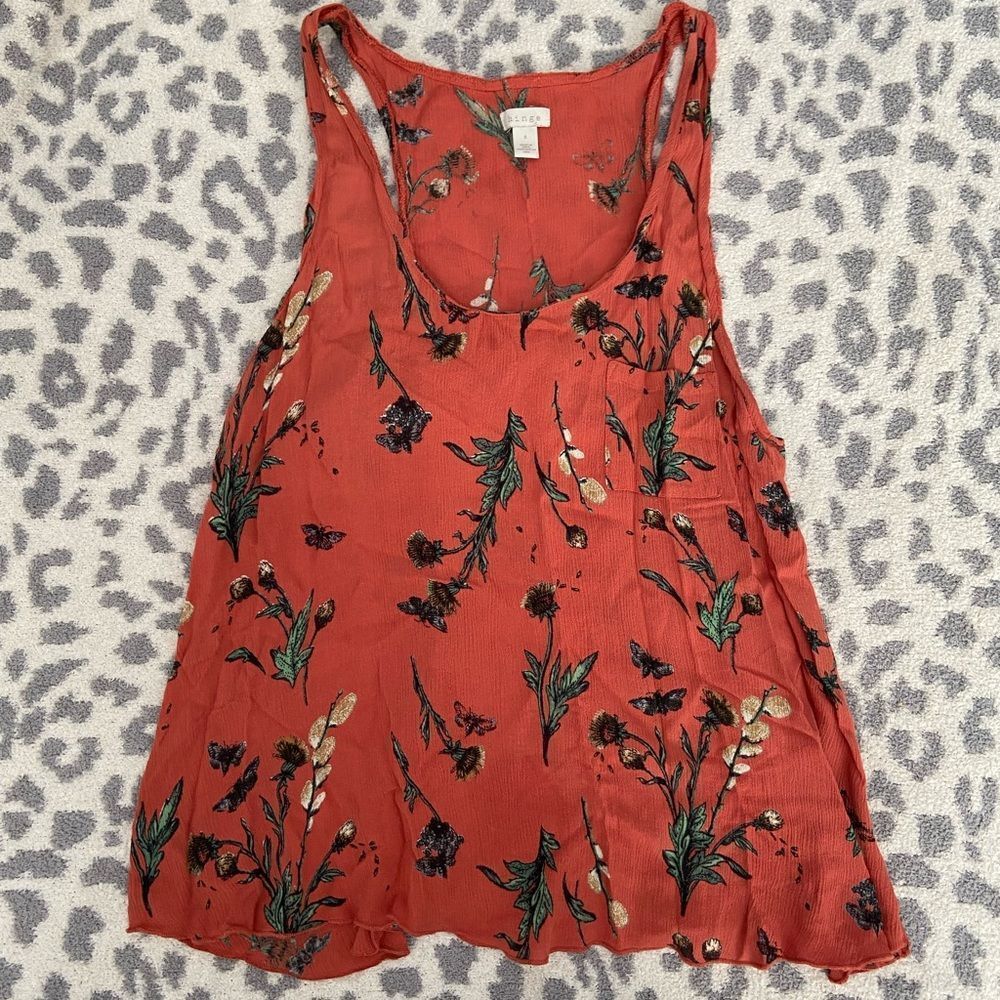 HINGE ORANGE FLORAL TANK SIZE SMALL